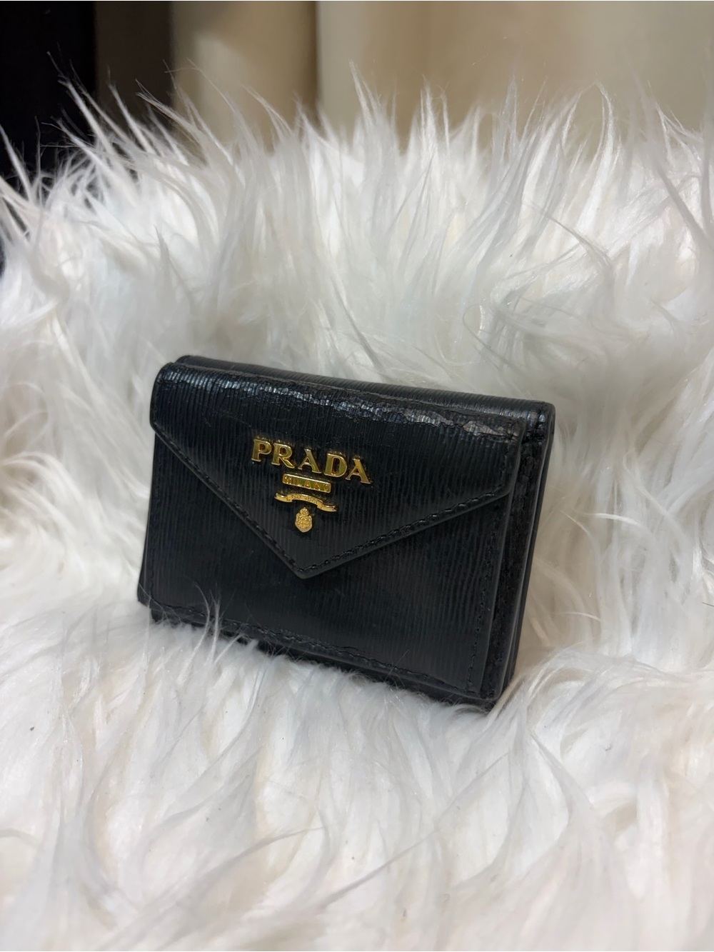Prada Small Saffiano Tri-Fold Envelope Closure Wallet